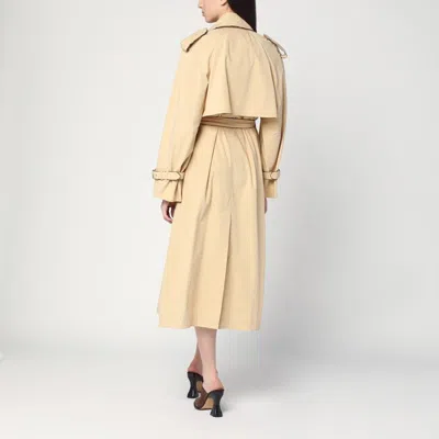 Dries Van Noten Double-breasted Beige Trench Coat In Cotton In Cream