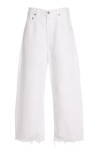 Citizen Of Humanity Ayla Raw-hem Cropped Wide-leg Jeans In White