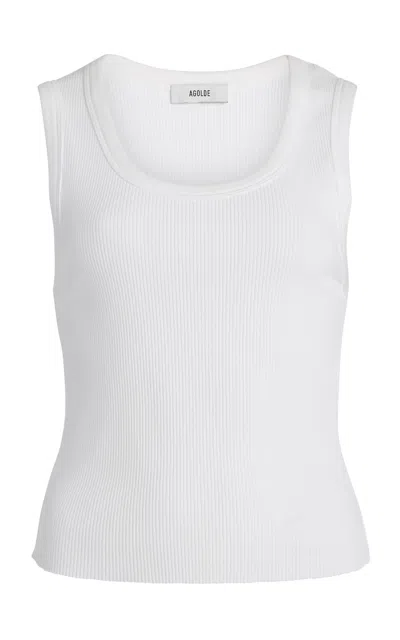 Agolde Sleeveless Straight Hem Tank Top In White