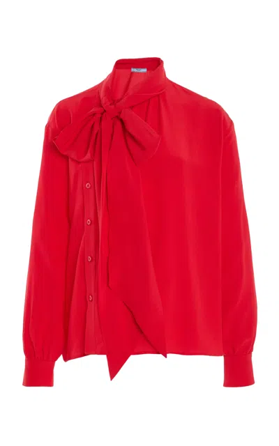Prada Marocain Silk Shirt In Red