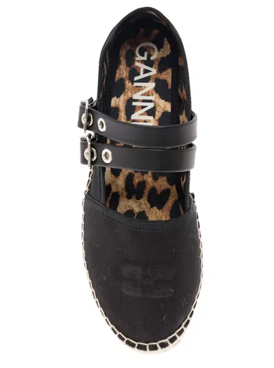 Ganni Buckled Canvas Espadrilles In Multicolor