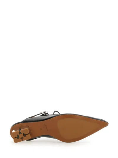 Ganni Womens Black Eyelets Lace-up Faux-leather Mules Eur 39 / 6 Uk