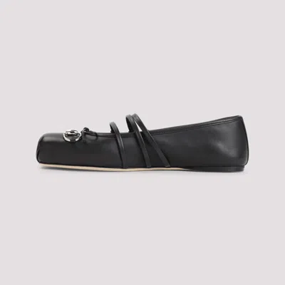 Gucci Ppa Leather Ballet Flats With Horsebit In Black