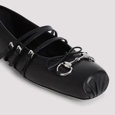 Gucci Ppa Leather Ballet Flats With Horsebit In Black