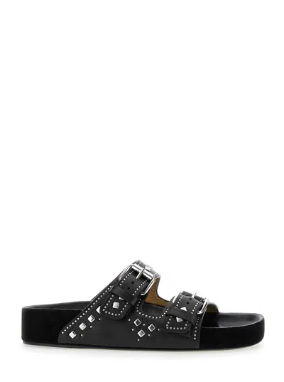 Isabel Marant Lennyo Leather Sandals In Black