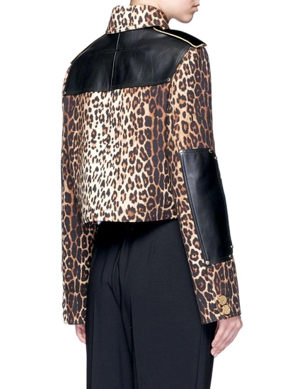 Shop Givenchy Leather Patch Leopard Print Gabardine Jacket