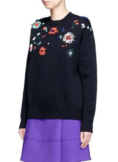 Shop Victoria Victoria Beckham Flower Embroidered Sweater