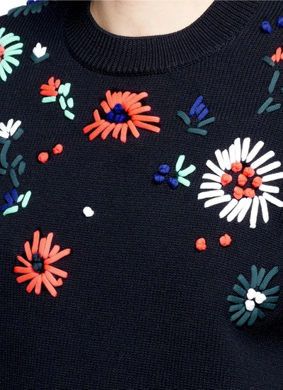 Shop Victoria Victoria Beckham Flower Embroidered Sweater