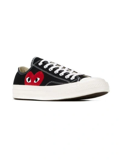 Shop Comme Des Garçons Play Contrast Logo Sneakers In Black