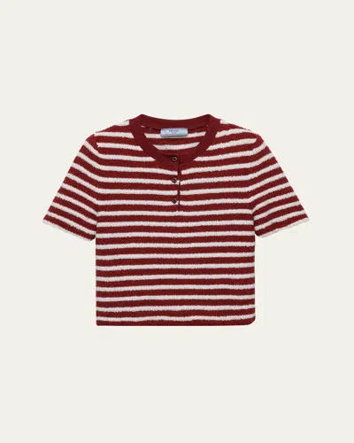 Prada Embroidered Terry Fabric Polo Shirt In F038i Amaranto Naturale