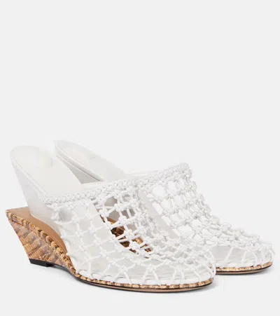 Jacquemus Les Doubles Snake-print Tresses Wedge Mules In White
