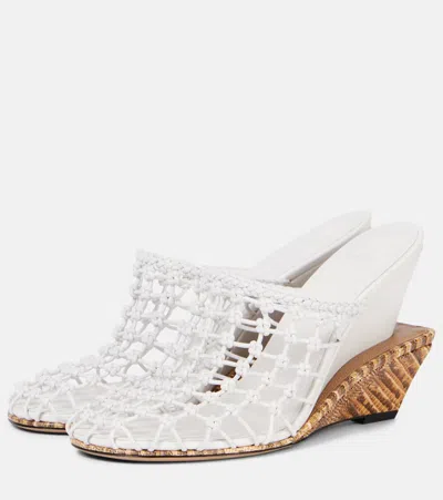 Jacquemus Les Doubles Snake-print Tresses Wedge Mules In White