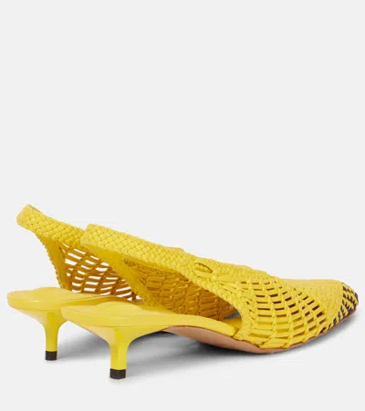 Jacquemus Woven Slingback Shoes With Pointed Toe In Yellow