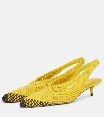 Jacquemus Woven Slingback Shoes With Pointed Toe In Yellow