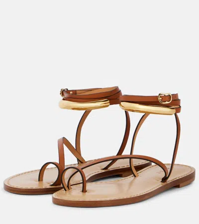 Amanu The Kalahari Leather Wrap Sandals In Brown