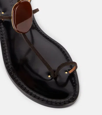 Amanu Cairo Leather Sandals In Brown