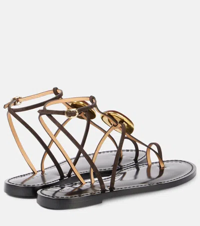 Amanu Cairo Leather Sandals In Brown