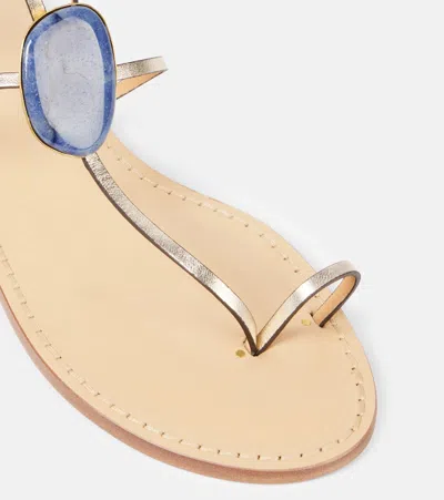 Amanu Cairo Leather Sandals In Gold