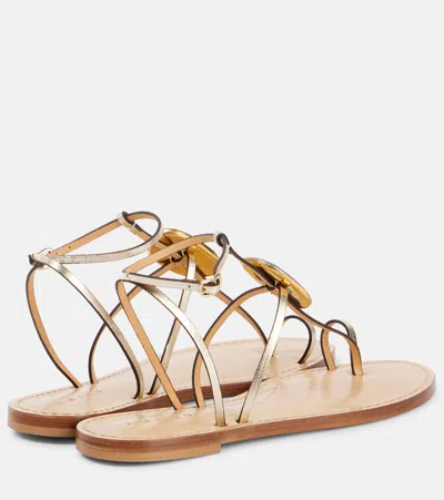 Amanu Cairo Leather Sandals In Gold