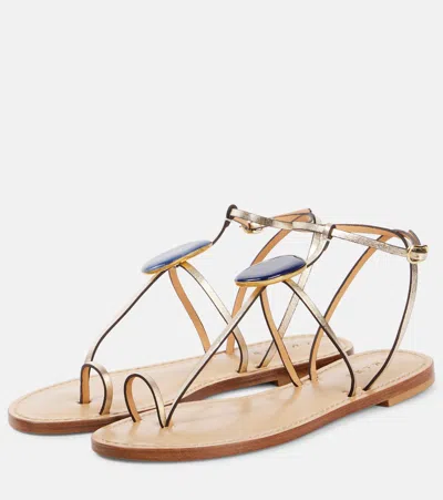 Amanu Cairo Leather Sandals In Gold