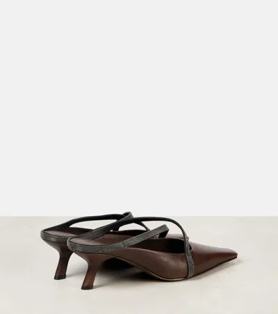 Brunello Cucinelli Leather Mules In Brown