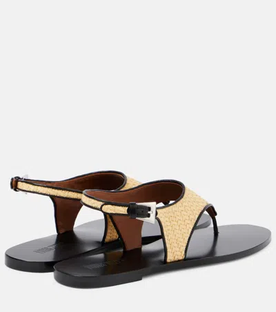 Paris Texas Amalfi Raffia Thong Slingback Sandals In Naturale-black
