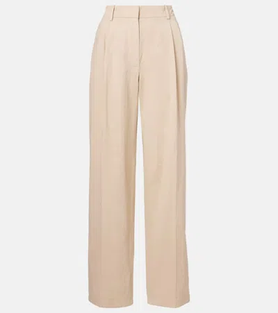 The Row Lilas Light Khaki Cotton And Linen Trousers In Green