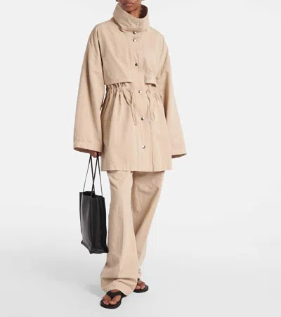 The Row Lilas Light Khaki Cotton And Linen Trousers In Green