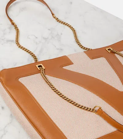 Valentino Large Canvas And Leather Viva Superstar Tote Bag In Brown