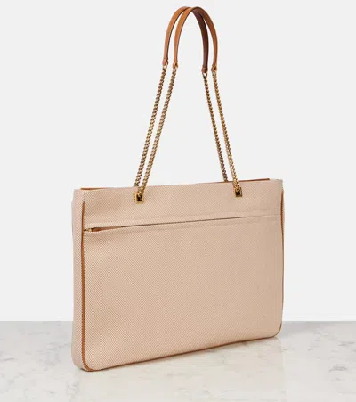 Valentino Large Canvas And Leather Viva Superstar Tote Bag In Brown