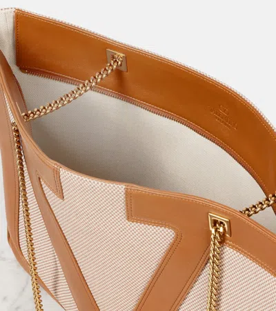 Valentino Large Canvas And Leather Viva Superstar Tote Bag In Brown