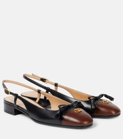Valentino Valet Du Roi Slingback Ballerina Flats In Black/coffee In Black