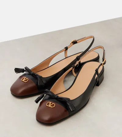 Valentino Valet Du Roi Slingback Ballerina Flats In Black/coffee In Black