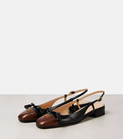 Valentino Valet Du Roi Slingback Ballerina Flats In Black/coffee In Black