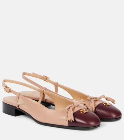 Valentino Valet Du Roi Leather Slingback Ballerina Flat In Brown