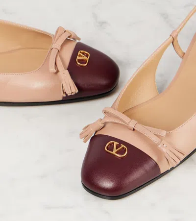 Valentino Valet Du Roi Leather Slingback Ballerina Flat In Brown