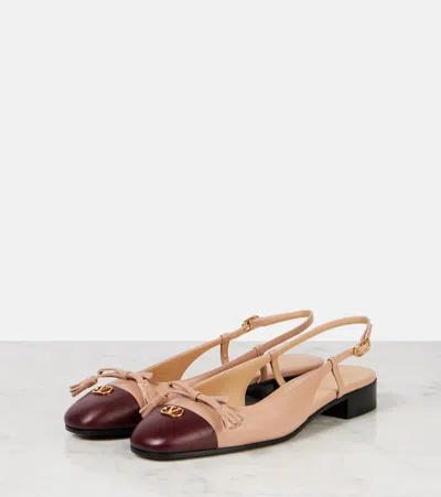 Valentino Valet Du Roi Leather Slingback Ballerina Flat In Brown