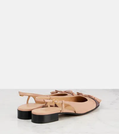 Valentino Valet Du Roi Leather Slingback Ballerina Flat In Brown