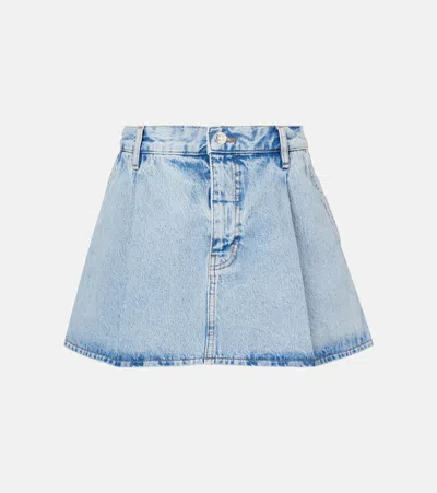 Frame Pleated Denim Mini Skirt In Outlaw In Blue