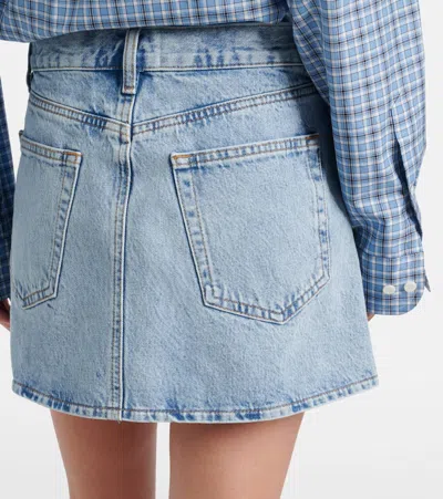 Frame Pleated Denim Mini Skirt In Outlaw In Blue