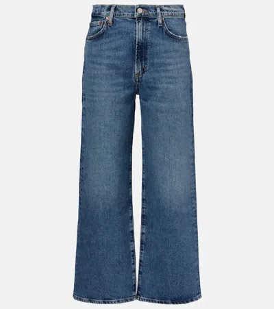 Agolde Valen Straight Leg Jeans With Faded Wash In Blue