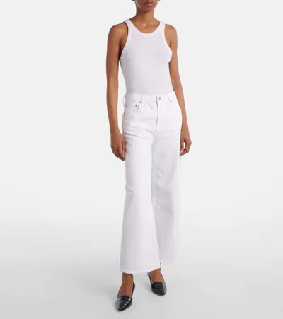 Agolde Low Curve Frayed Jeans In White