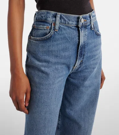 Agolde Valen Straight Leg Jeans With Faded Wash In Blue
