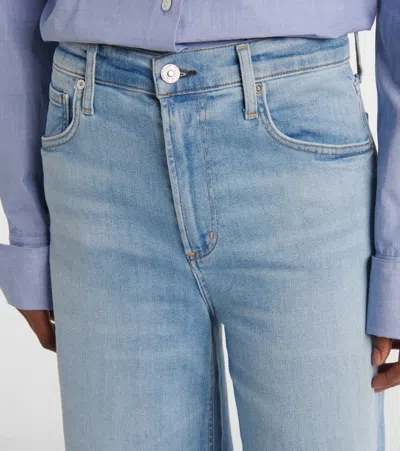 Citizen Of Humanity Citizens Of Humanity Lyra Exposed Button High Waist Crop Wide Leg Jeans In Black