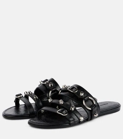 Balenciaga City Flat Sandals In Black