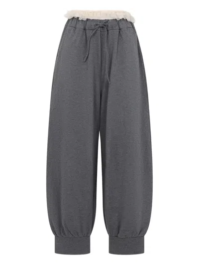 Simone Rocha Frilly  Drawstring Track Pants In Grey
