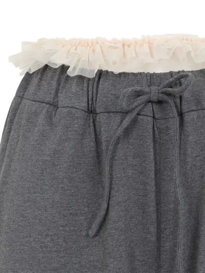 Simone Rocha Frilly  Drawstring Track Pants In Grey