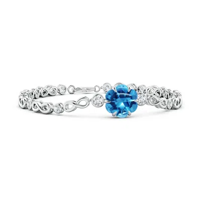 Angara Gia Certified Six-petal Swiss Blue Topaz Infinity Bracelet In Metallic
