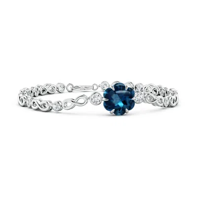 Angara Gia Certified Six-petal London Blue Topaz Infinity Bracelet In Metallic