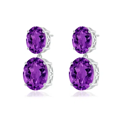 Angara Oval Amethyst Dangle Earrings In Purple